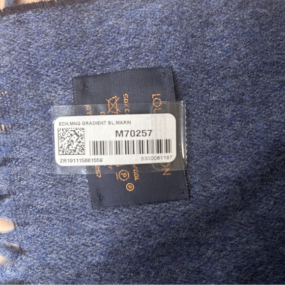 Louis Vuitton cashmere wool navy blue scarf new with tags - Picture 7 of 8